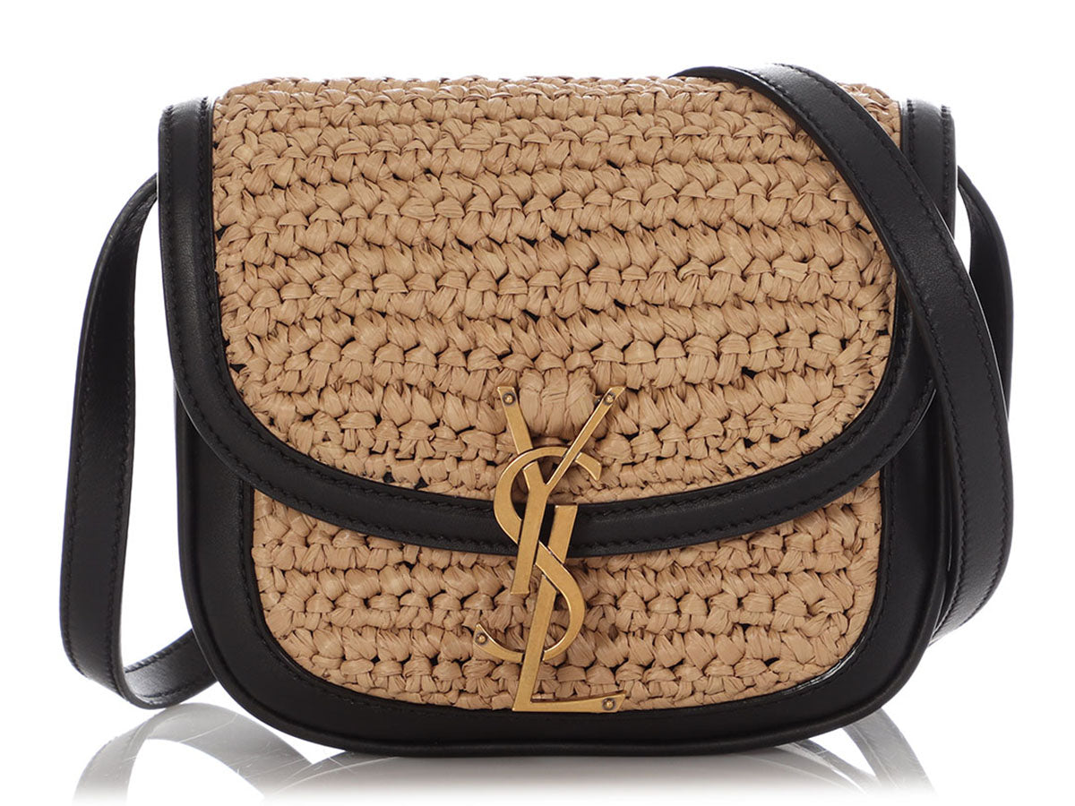 YSL Saint Laurent And Kaia Crossbody Bag Raffia Monogram Black