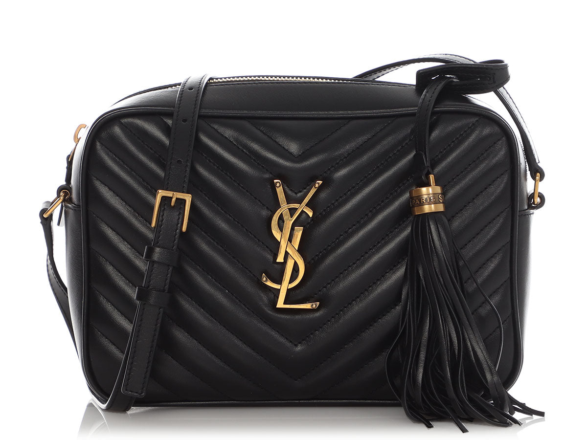 YSL Saint Laurent Hermes Lou Camera Bag Black Medium Crossbody Bag