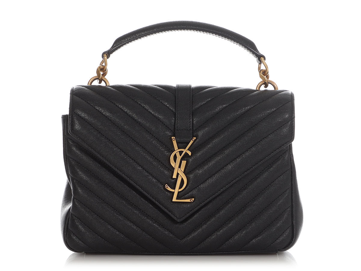 YSL Saint Laurent College Bag Black Medium Crossbody Bag Black College Bag