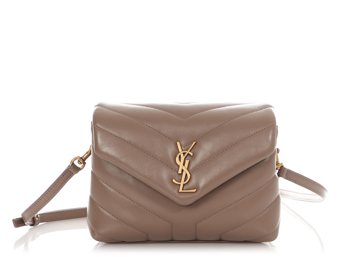 YSL Saint Laurent Taupe Loulou Crossbody Bag Toy