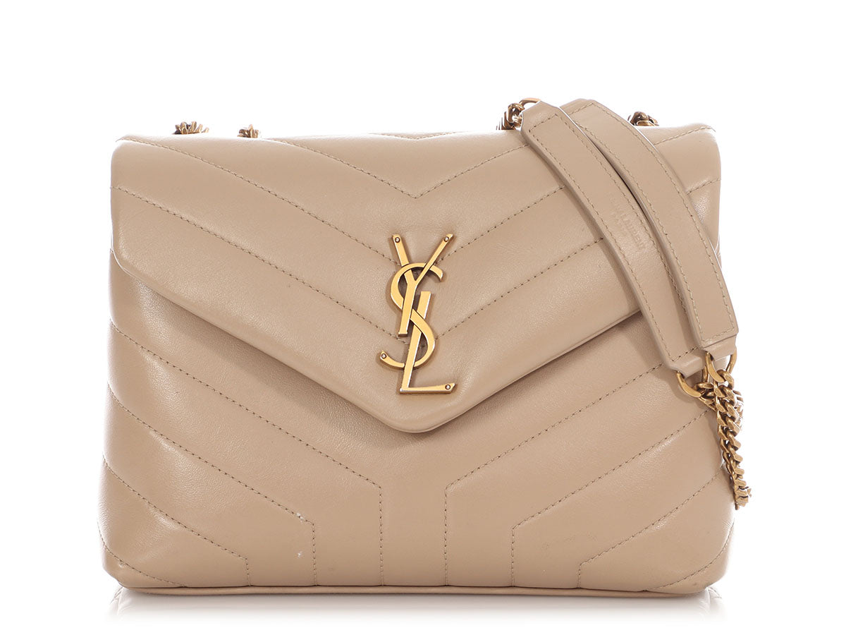 YSL Saint Laurent Loulou Crossbody Bag Beige Small Small Beige Loulou