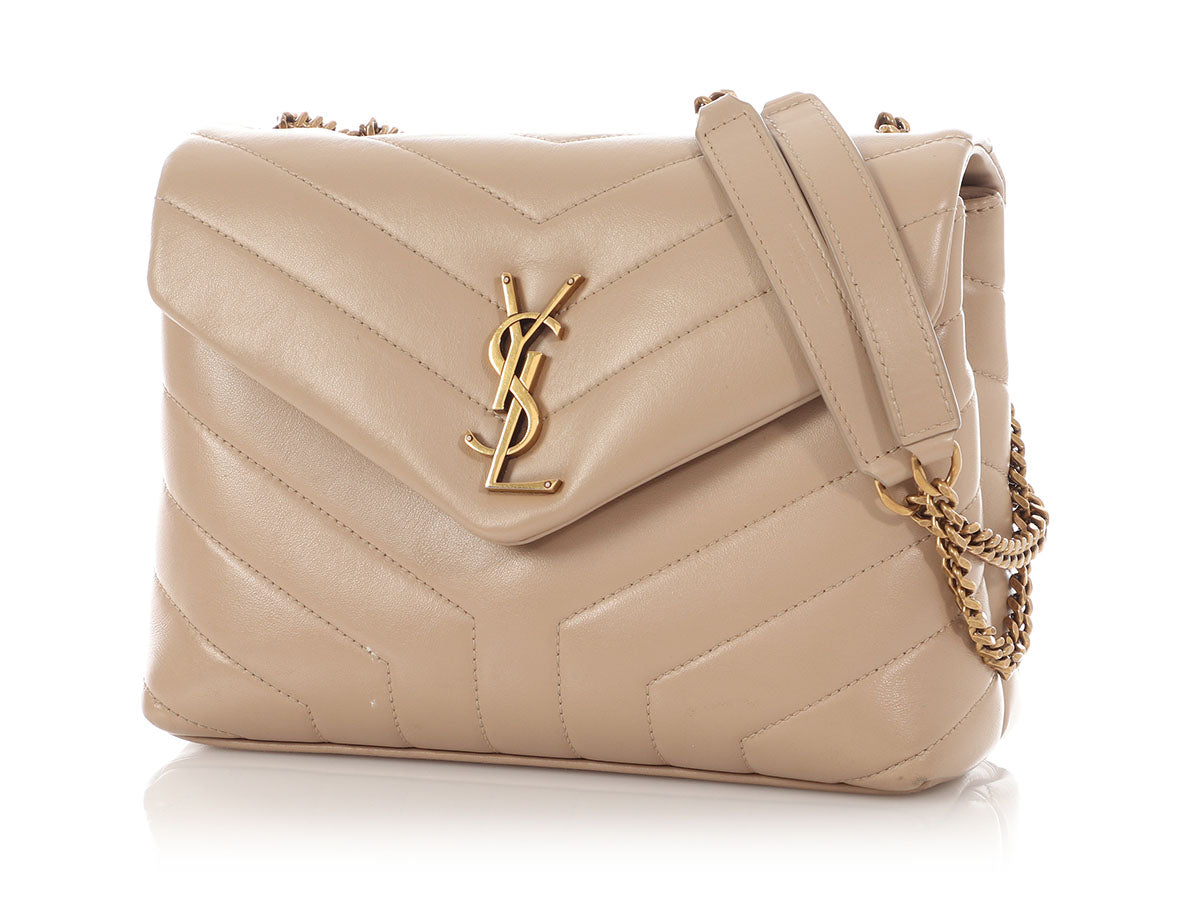 YSL Saint Laurent Loulou Crossbody Bag Beige Small Small Beige Loulou