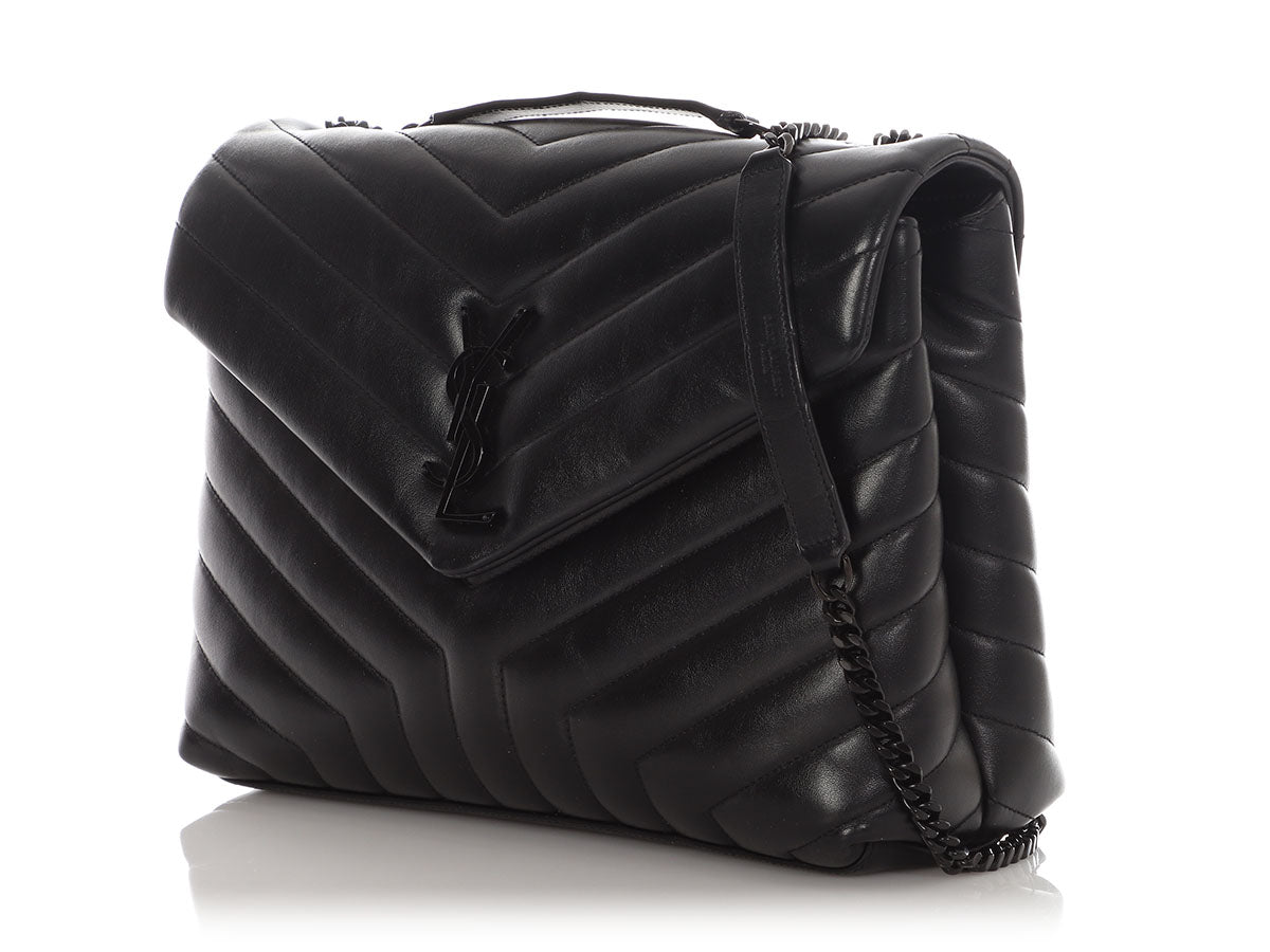 YSL Saint Laurent So Matelass Calfskin Loulou Shoulder Bag Black Medium