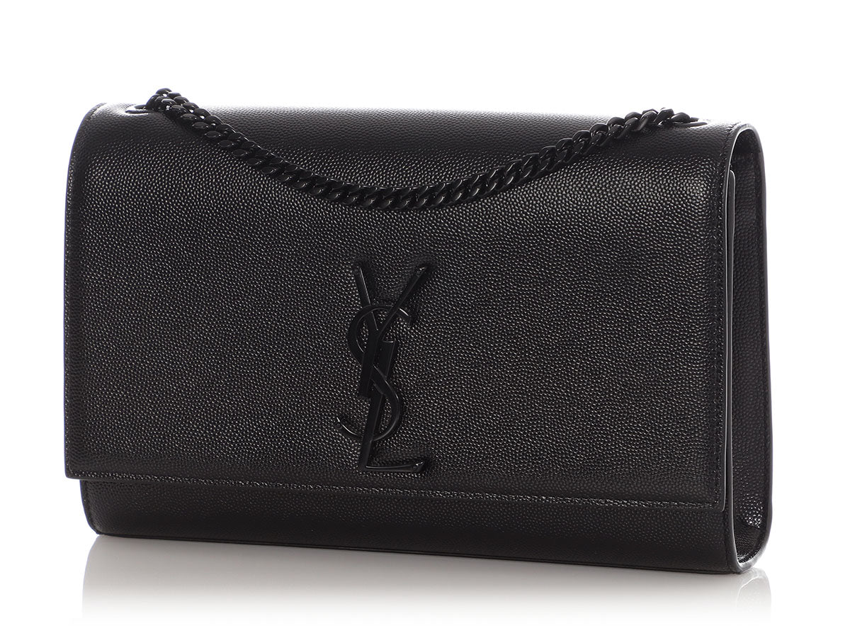 YSL Saint Laurent So Grain De Poudre Kate Crossbody Bag Black Medium