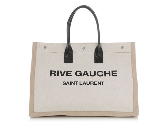 YSL Saint Laurent Rive Gauche Tote Canvas Beige Large Tote Bag