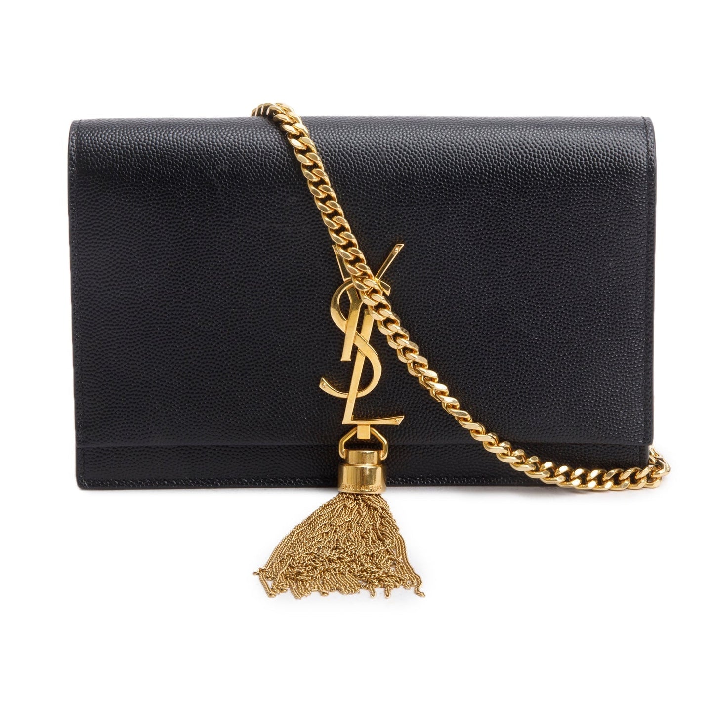 YSL Saint Laurent Kate Tassel Wallet On Crossbody Bag Leather Black