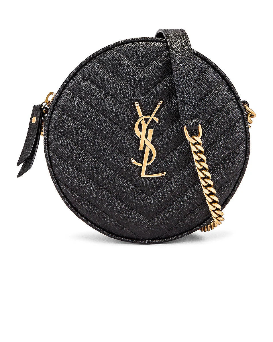 YSL Saint Laurent Yves Matelassé Round Camera Bag Travel Bag