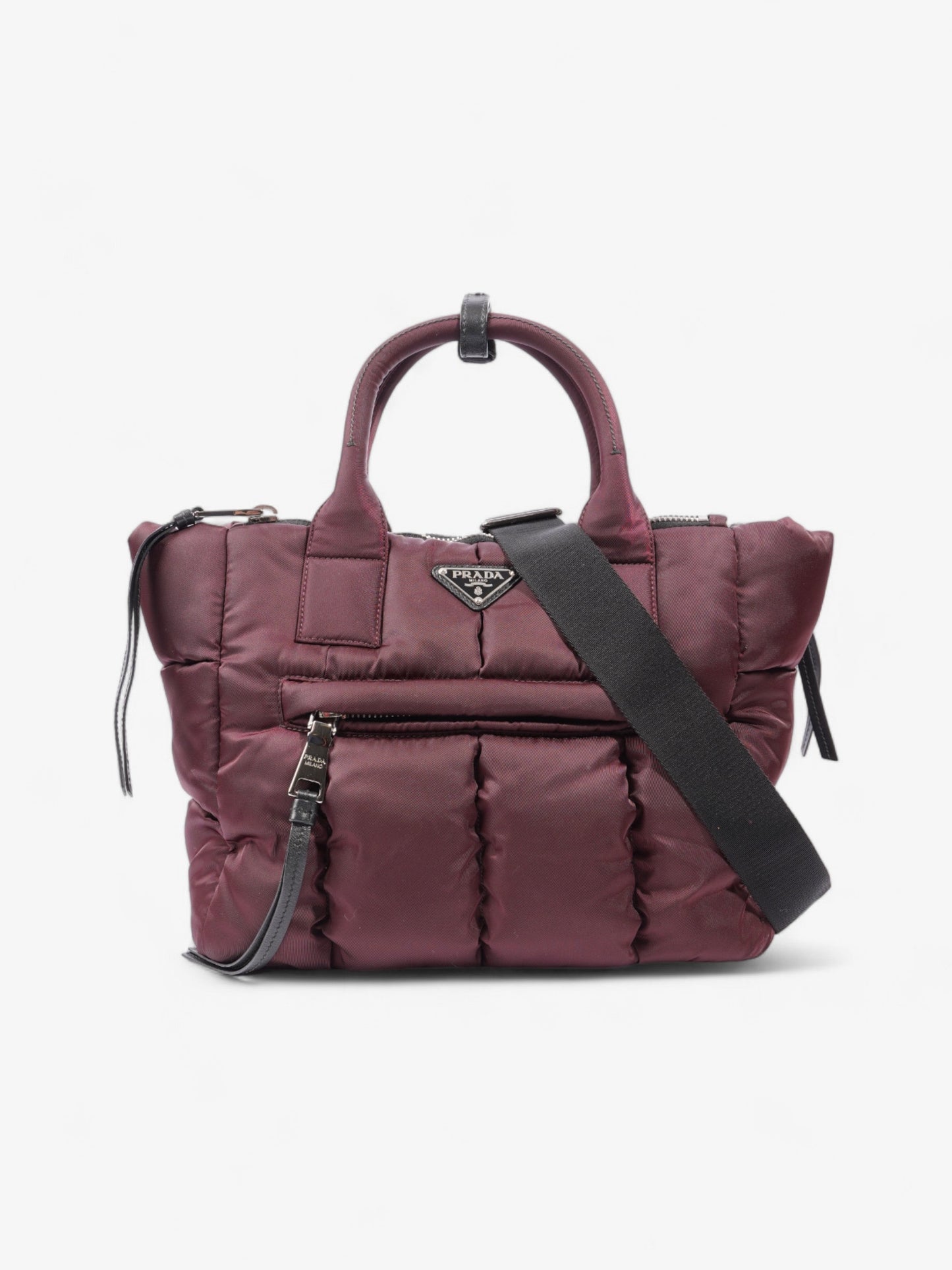 Prada Puffer Tote Burgundy Re Nylon Shoulder Bag