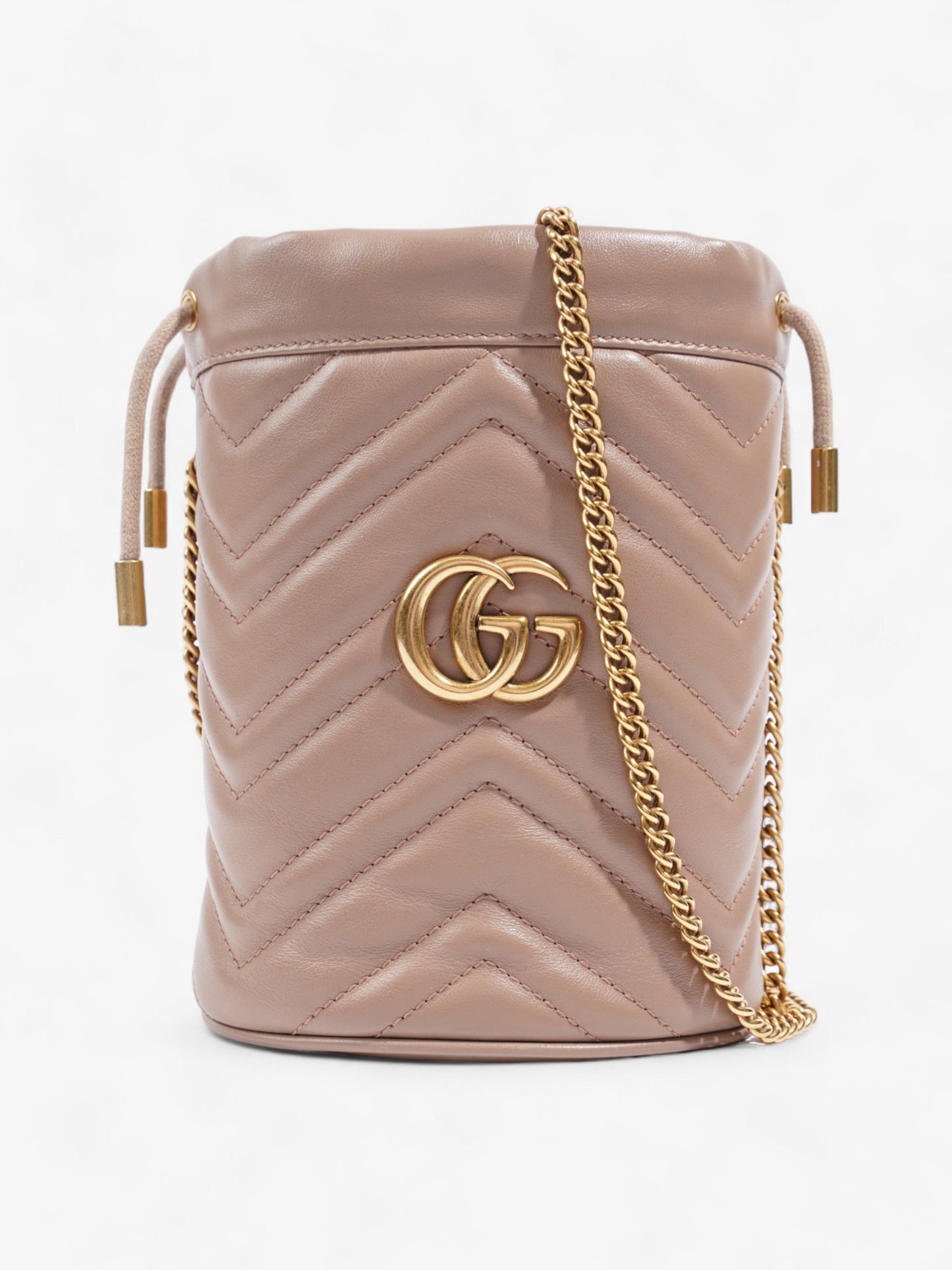 Gucci Marmont Bucket Bag Dusty Mini Leather Matelasse Crossbody Bag