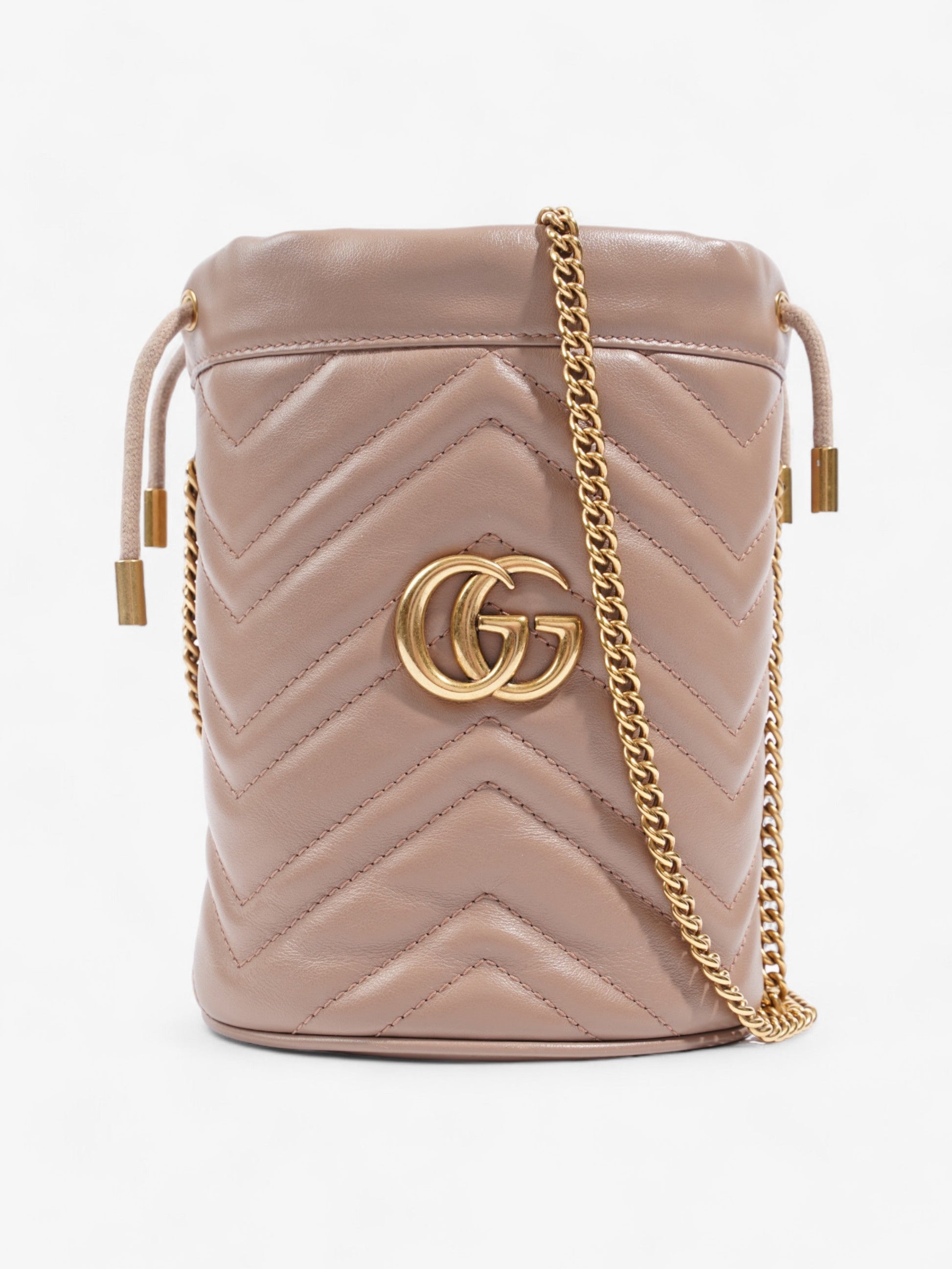 Gucci Marmont Bucket Bag Dusty Mini Leather Matelasse Crossbody Bag