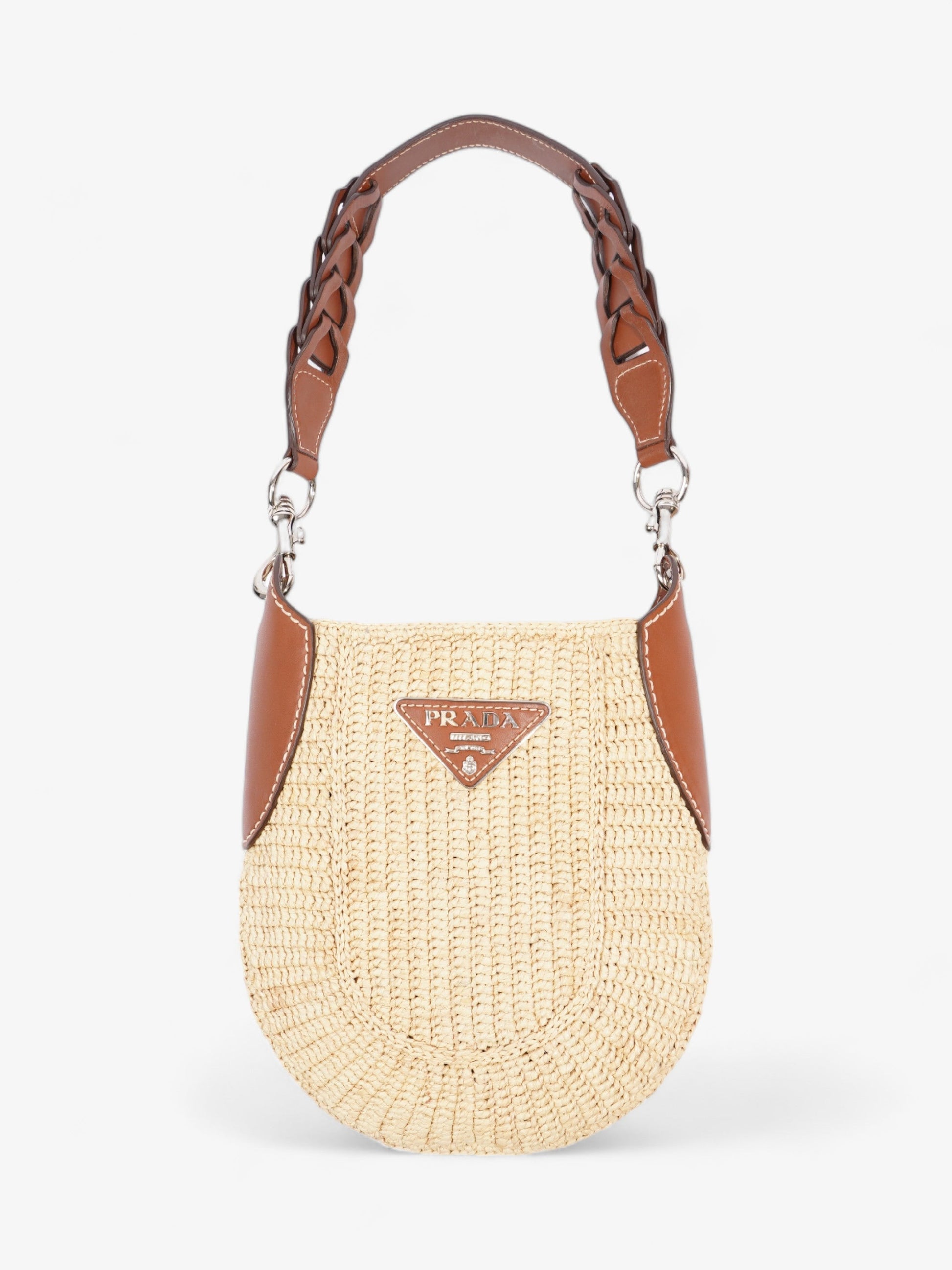 Prada Open Hobo Raffia Brown Neutral Shoulder Bag