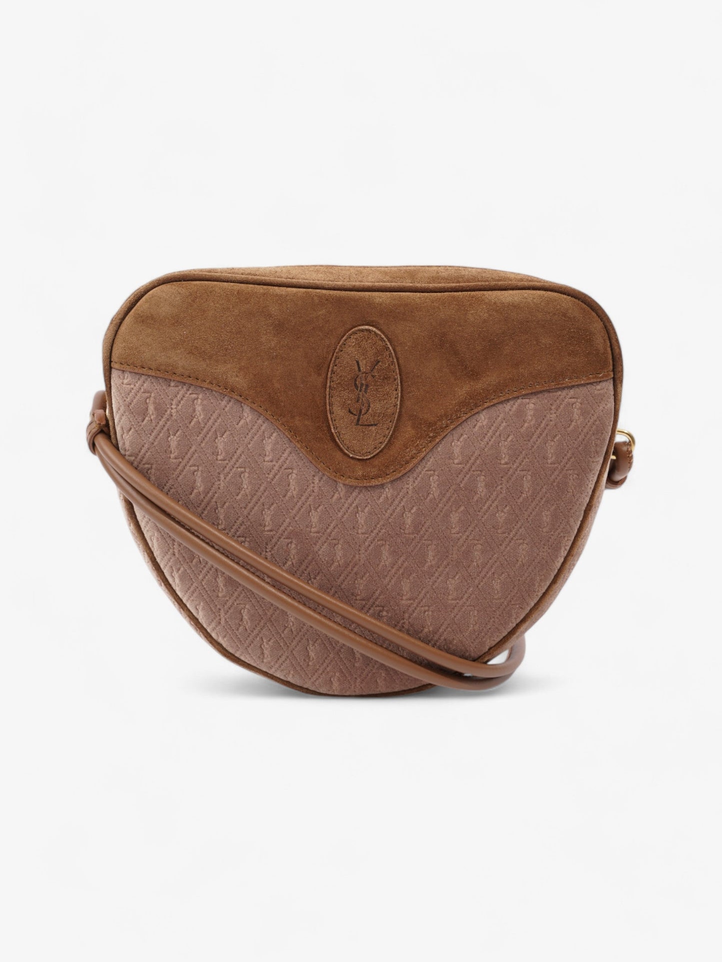 YSL Saint Laurent Le Monogramme Ur Velvet Shoulder Bag Brown Beige
