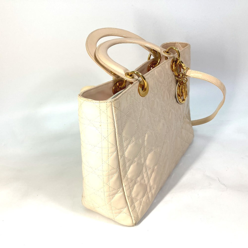 Dior Handbag Patent Type Lady Canage Women Leather Beige Travel Bag