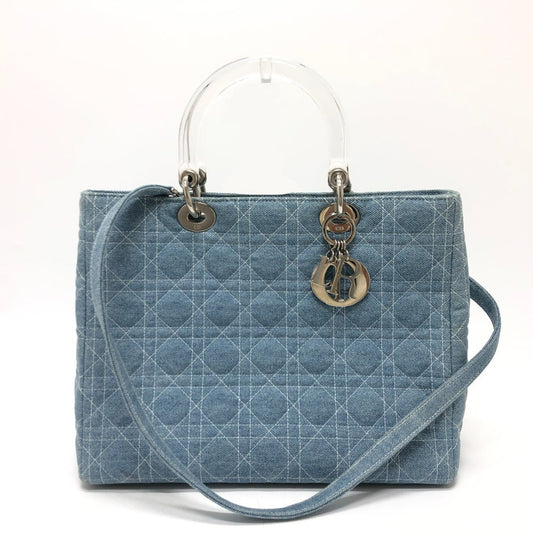 Dior Handbag Canage Lady Women Canvas Blue Travel Bag