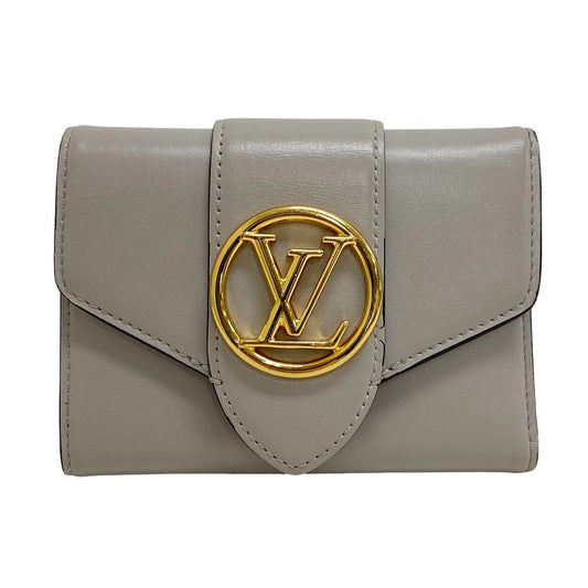 Louis Vuitton Tri-fold M80475 Portefeuille Ponneuf Leather Gray Wallet Case