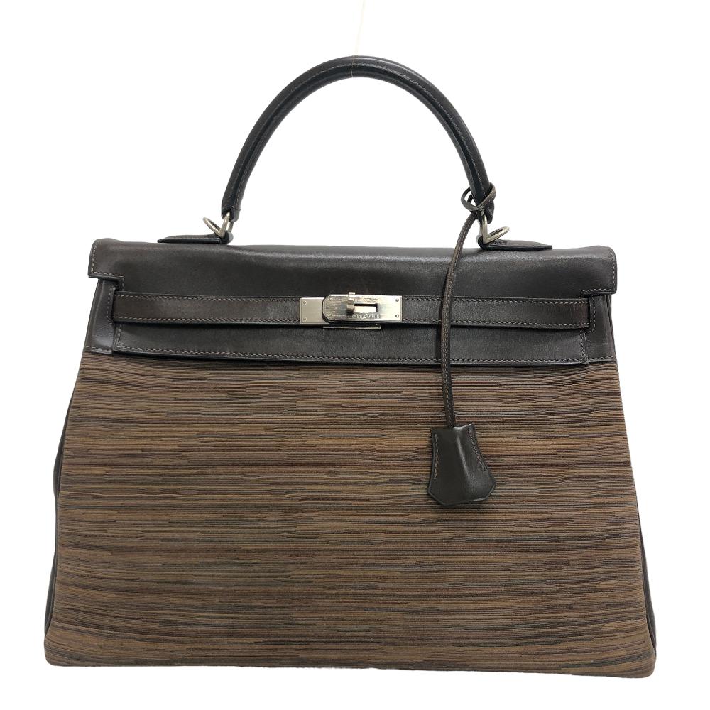 Hermes Handbag Vibrato Kelly Women Leather Brown Travel Bag
