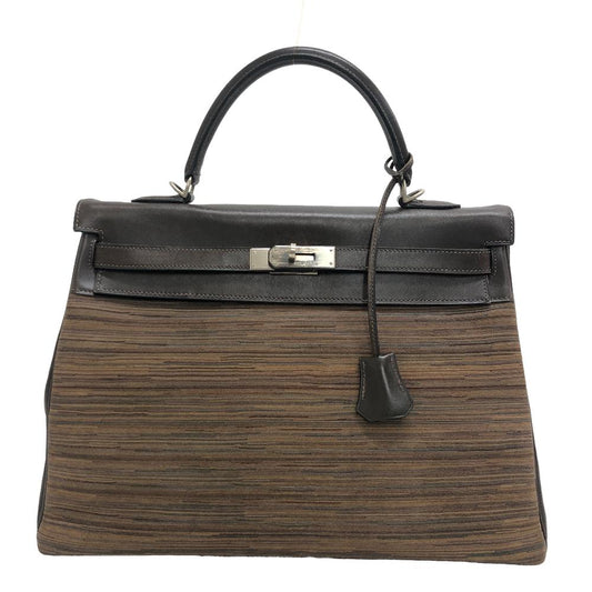 Hermes Handbag Vibrato Kelly Women Leather Brown Travel Bag