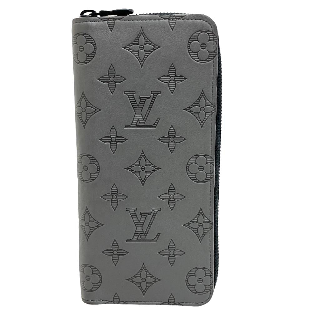 Louis Vuitton Long Purse M81384 shadow Vertical Monogram Leather Gray Wallet Case