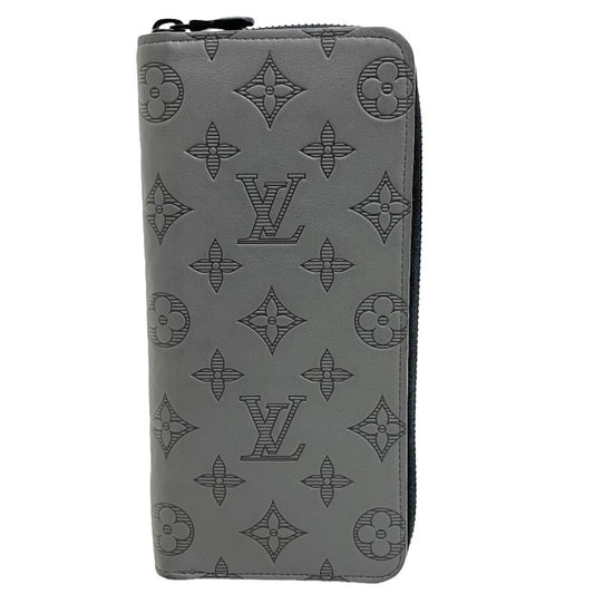 Louis Vuitton Long Purse M81384 shadow Vertical Monogram Leather Gray Wallet Case