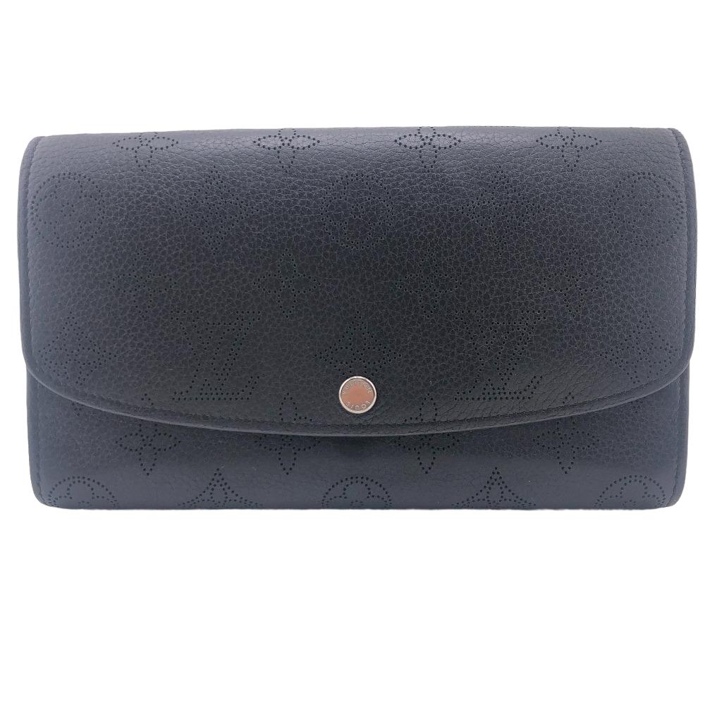 Louis Vuitton Long Purse M60143 Mahina Portefeuille Leather Black Wallet Case