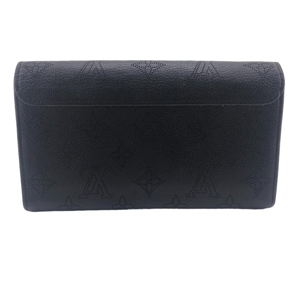 Louis Vuitton Long Purse M60143 Mahina Portefeuille Leather Black Wallet Case