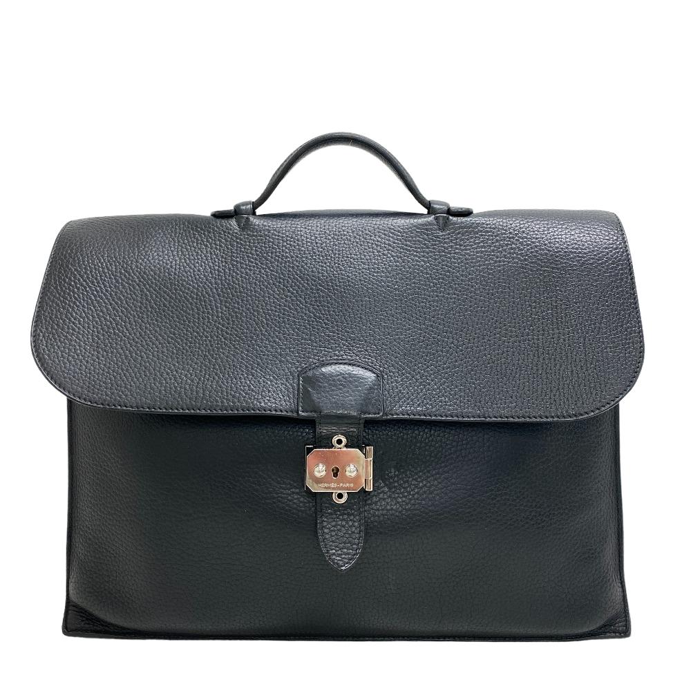 Hermes Business Bag Taurillon Clemence Sac Adepeche Black Travel Bag