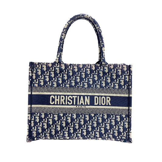 Dior Christian Tote Bag Navy Book Tote Women Canvas Small