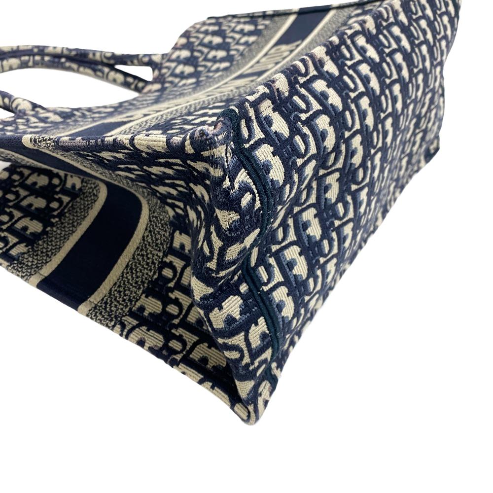 Dior Christian Tote Bag Navy Book Tote Women Canvas Small