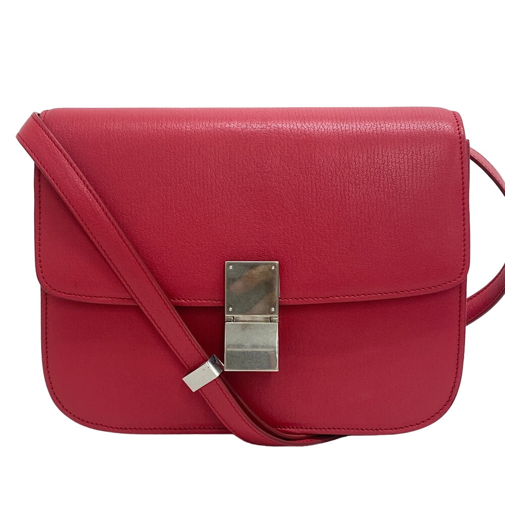 Shoulder Bag Classic Box Women Leather Pink