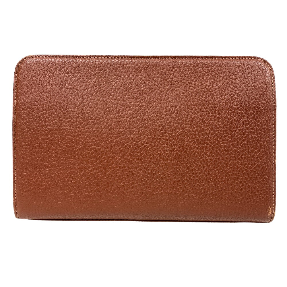 Burberry Business Bag Clutch Bag Carriage Mens Leather Brown Embossed