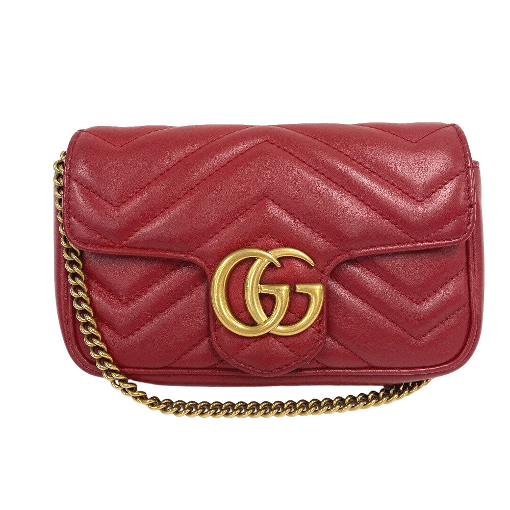 Gucci ChainShoulder GG Marmont Leather Red Shoulder Bag