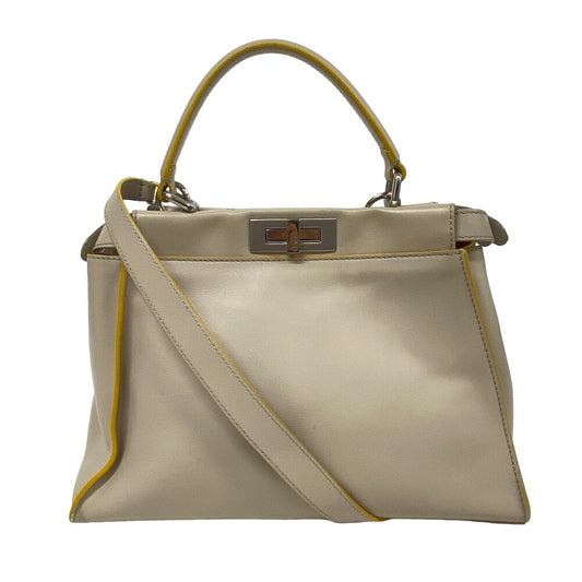 Fendi Handbag 8Bn290 Peekaboo Women Leather Gray Travel Bag