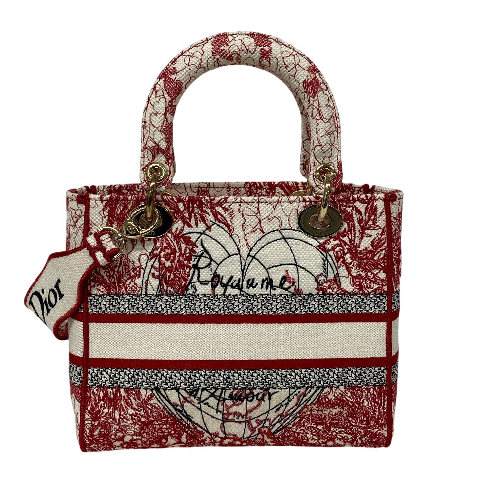 Dior Christian Handbag Way Handbag Lady Delight Women Canvas Red Travel Bag