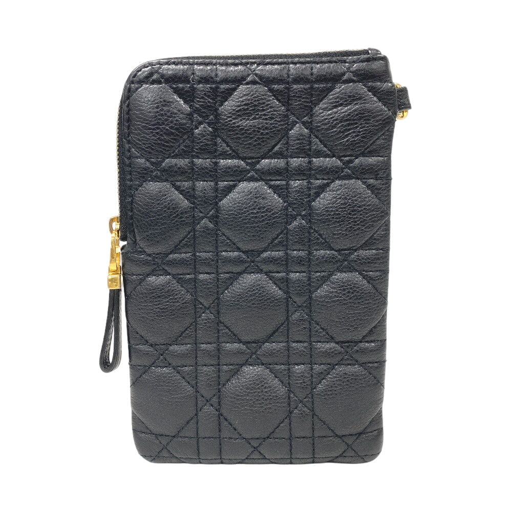 Dior Christian Shoulder Bag Multifunction Canage Women Leather Black