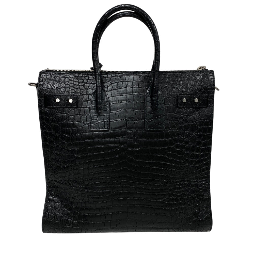 YSL Saint Laurent Yves Shoulder Bag 2Way Handbag Embossing Sac De Leather Black