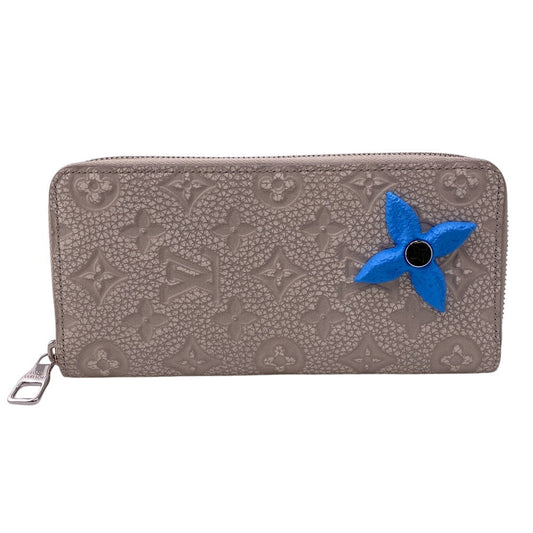 Louis Vuitton Long Purse M81573 Taurillon Clemence Leather Blue Wallet Case