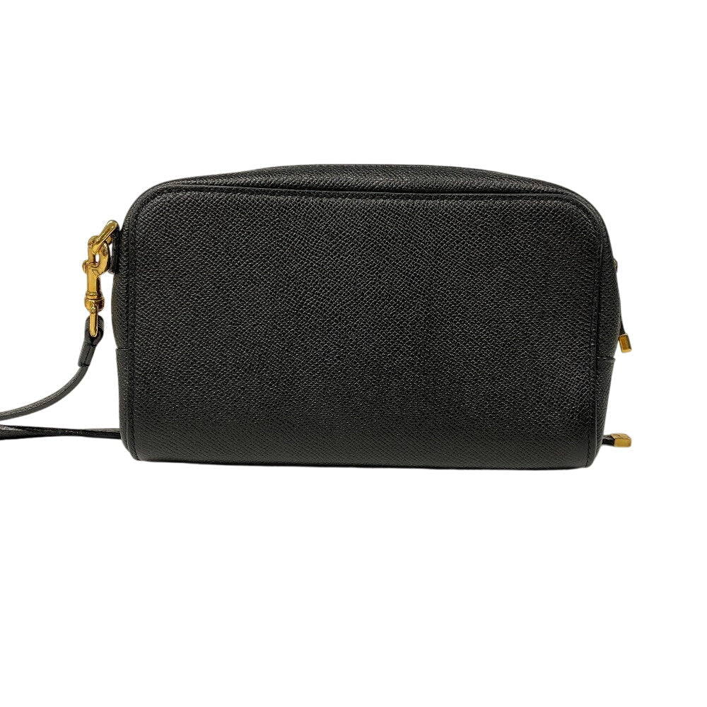 Dior Christian Shoulder Bag Calo Double Pouch Women Leather Black