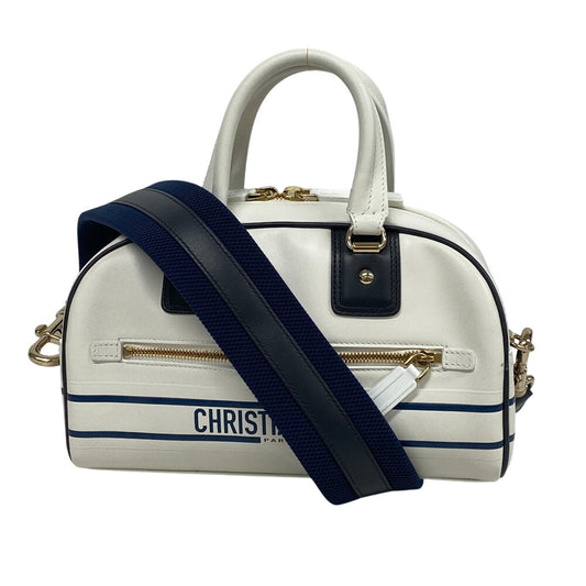 Dior Christian Handbag Ma Vibe Bowling Bag Women Leather White Travel Bag