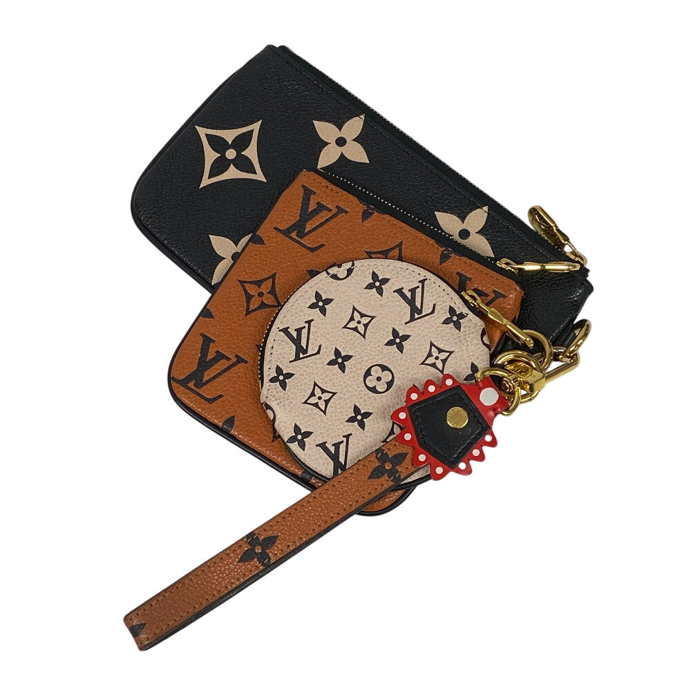 Louis Vuitton Pochette M69516 Ann Platt Pochette Monogram Leather Black Brown Clutch Bag