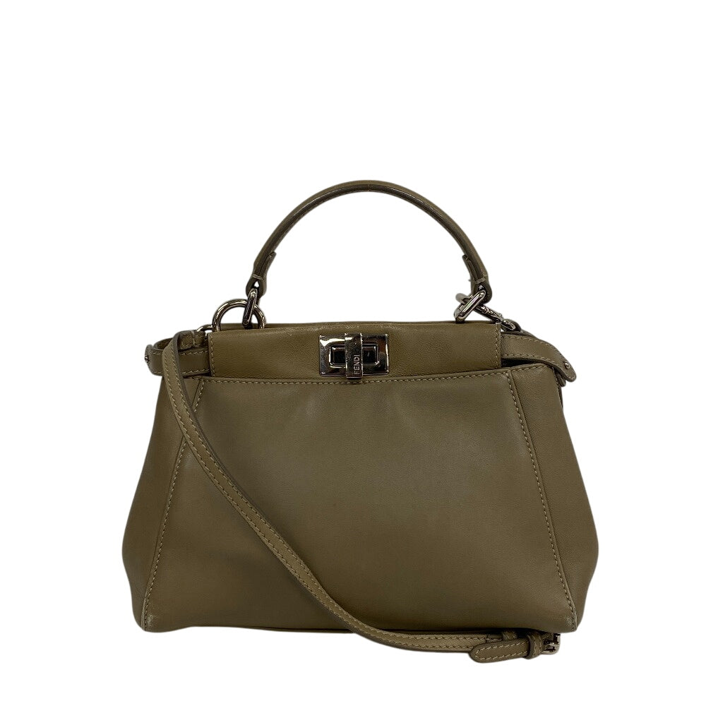 Fendi Shoulder Bag 8Bn244 Pea Kaboo Lambskin Beige Mini