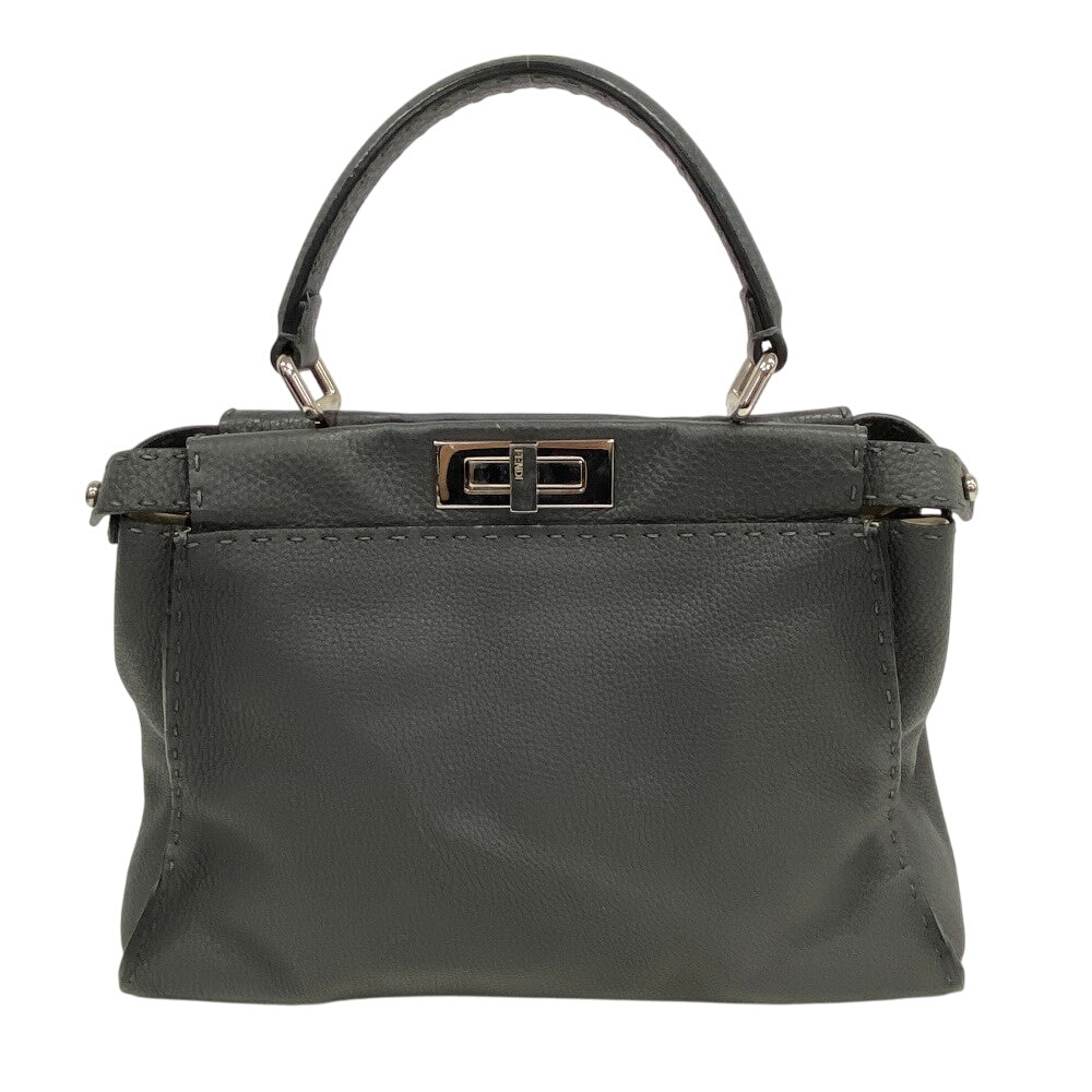 Fendi Handbag 8Bn226 Calfskin Peekaboo Gray Travel Bag