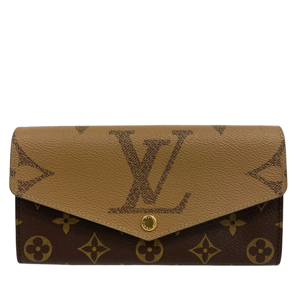 Louis Vuitton Long Purse M80726 giant reverse Monogram Leather Brown Wallet Case