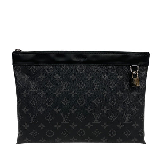 Louis Vuitton Pochette M62291 Eclipse Discovery Monogram Leather Black Clutch Bag