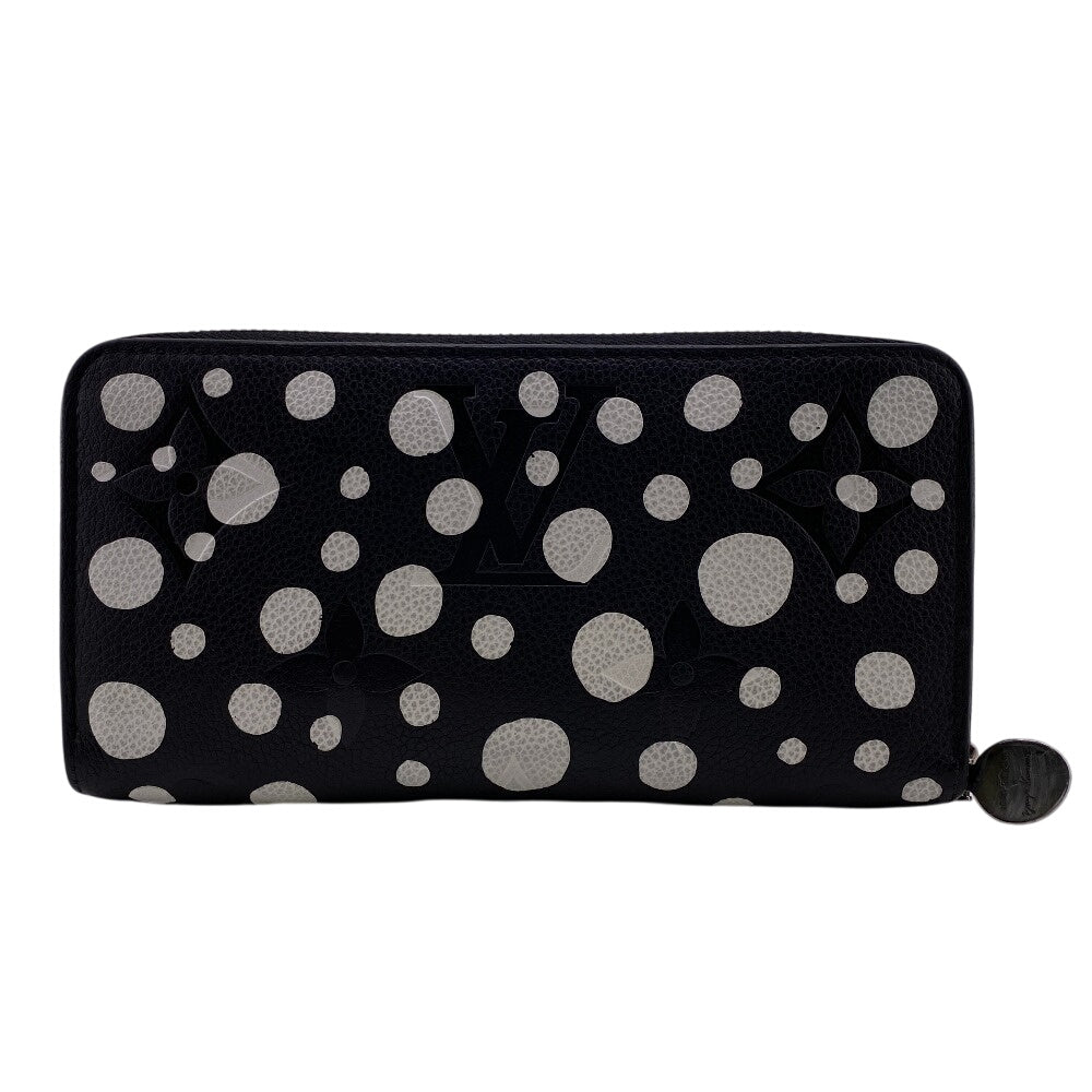 Louis Vuitton Long Purse M81906 Yayoi Kusama Monogram Leather Black Wallet Case