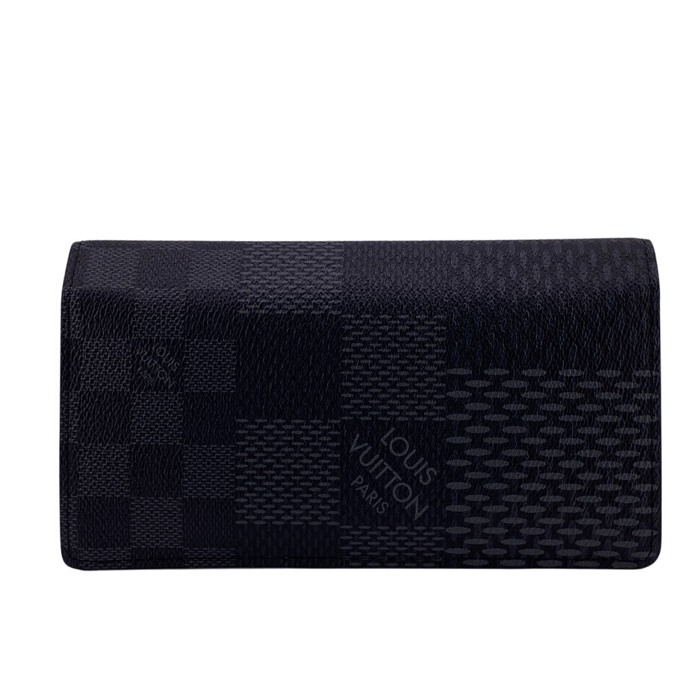 Louis Vuitton Long Purse N60436 Portefeuille Damier Leather Black Wallet Case