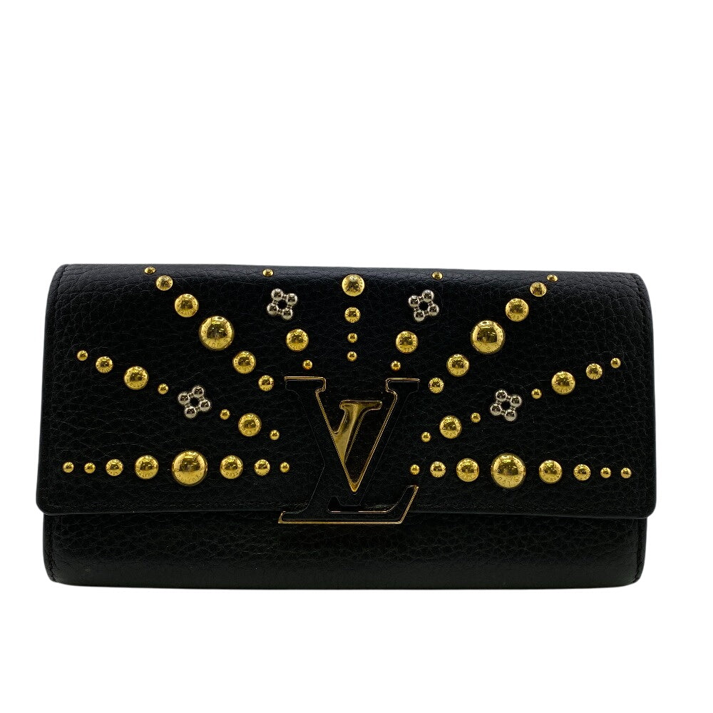 Louis Vuitton Long Purse M63461 Taurillon Clemence Black Wallet Case