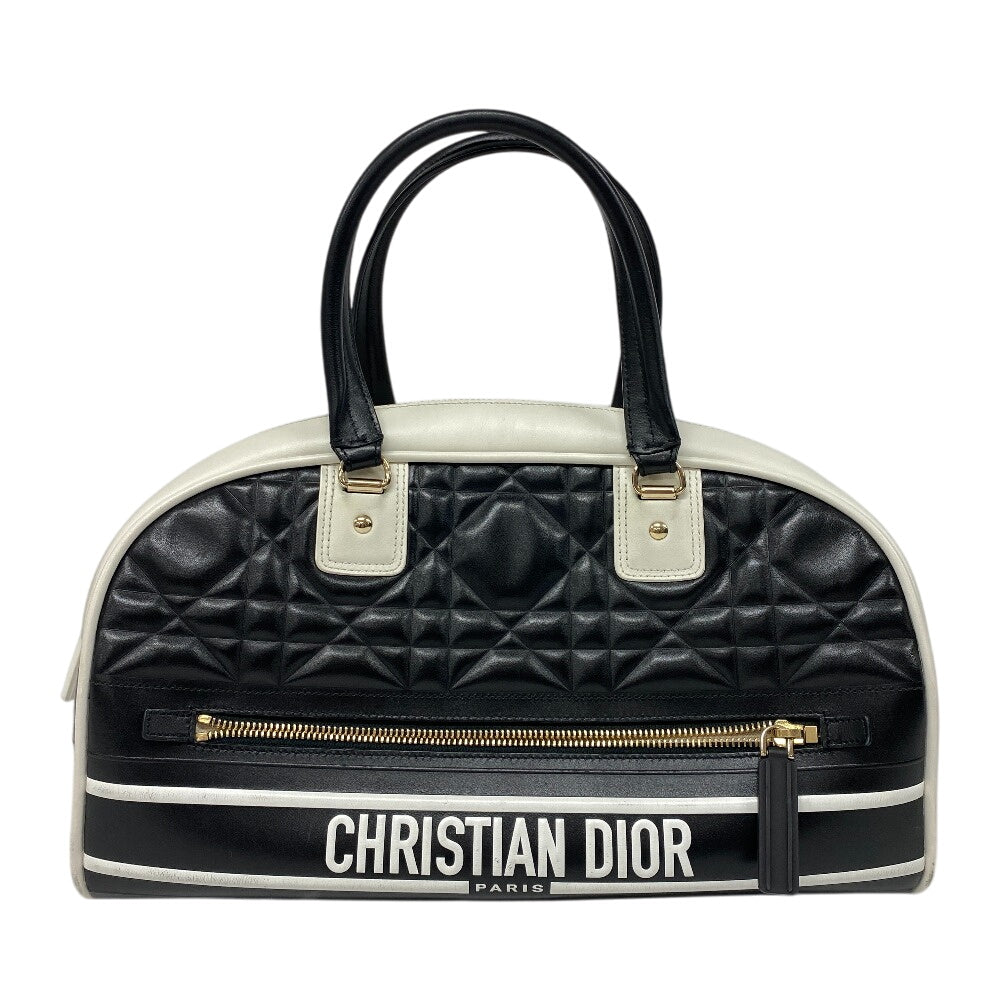 Dior Christian Handbag Bowling Bag Canage Vibe Women Leather Black Travel Bag