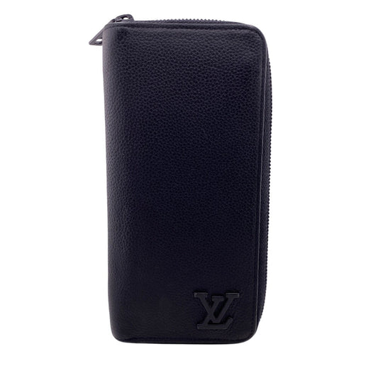 Louis Vuitton Long Purse M81743 Aerogram Zippy Leather Black Wallet Case
