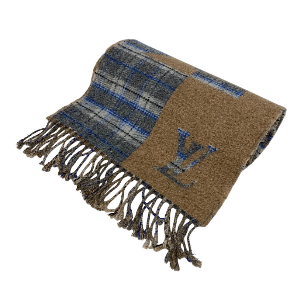 Louis Vuitton Scarf Cashmere Escalp Check Louis Wool Beige Apparel