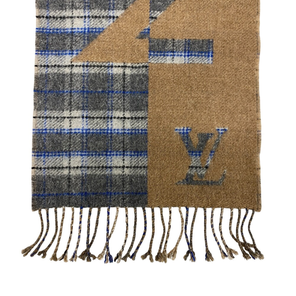Louis Vuitton Scarf Cashmere Escalp Check Louis Wool Beige Apparel